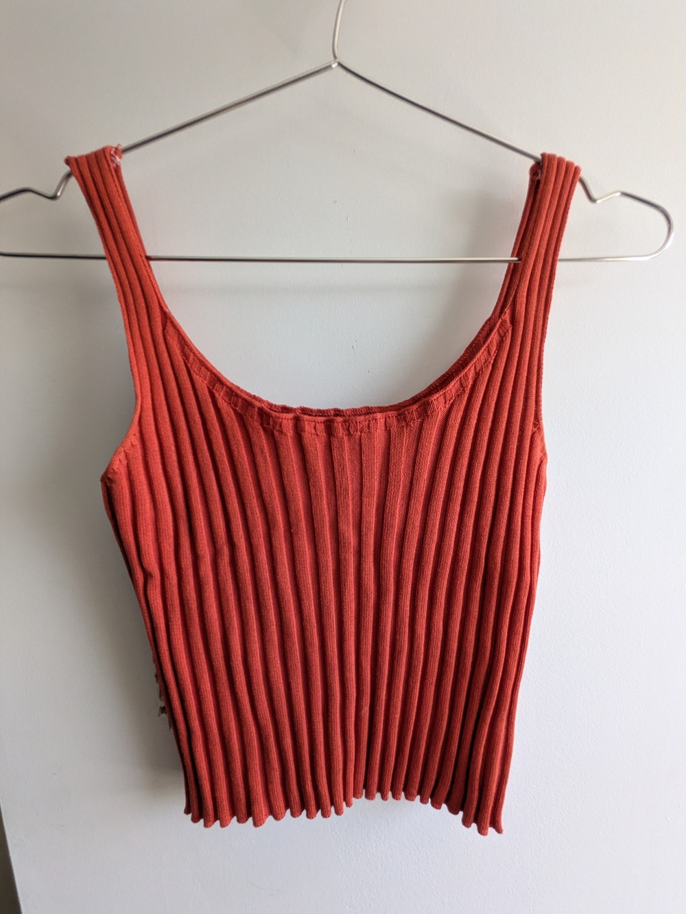 Ribbed Crop Tank Top in Rust Orange - Women's Sleeveless Knit